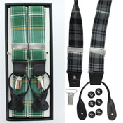Braces, Tartan Suspenders Dual Clip & Button, Currie Tartan